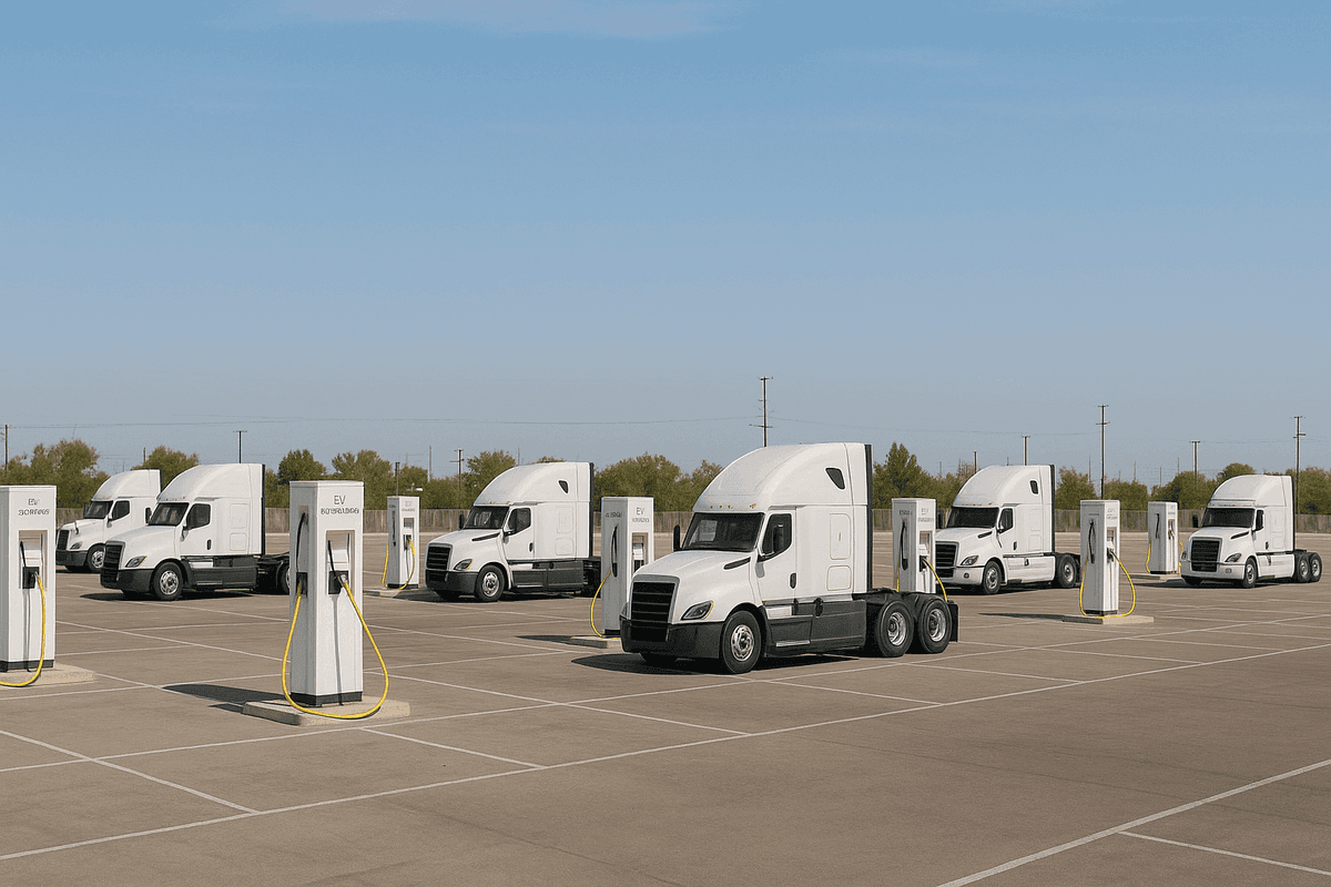 EV fast-charging site with heavy-duty bays